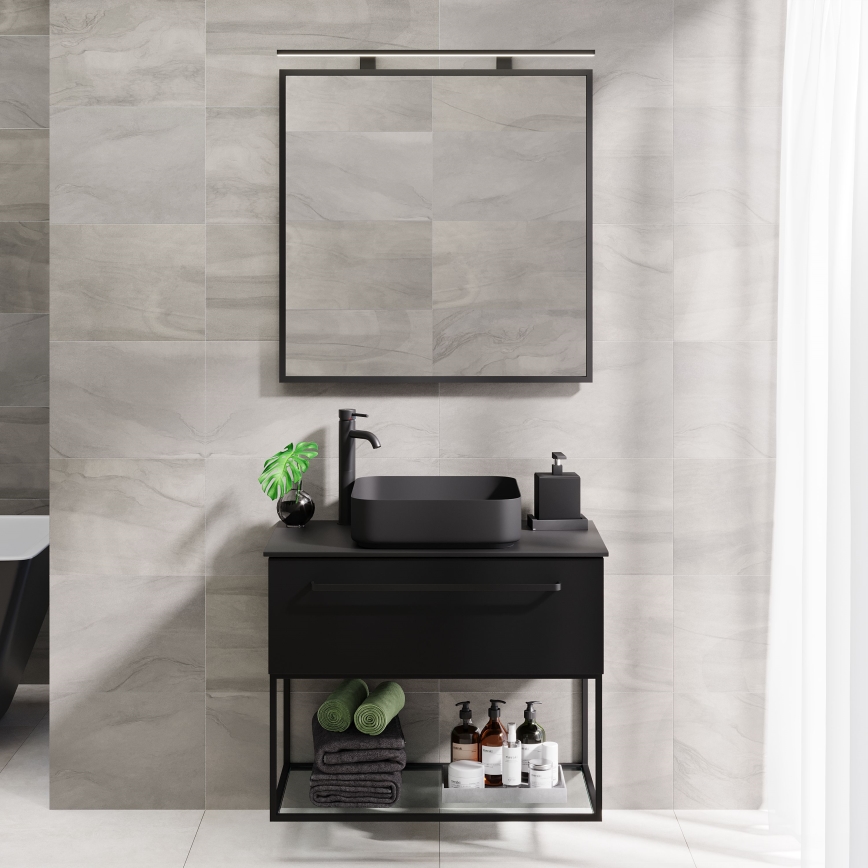BATH DELUXE 01-080-05-02-00 - Огледало за баня BORGSTED 80x80 см черен