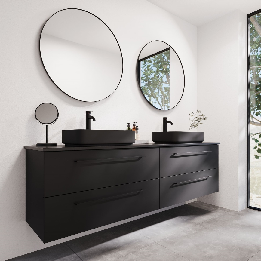 BATH DELUXE 01-080-09-02-00 - Огледало за баня BORGSTED Ø 80 см черен