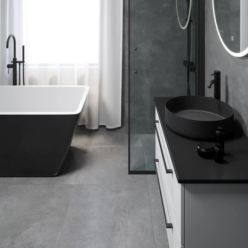 BATH DELUXE 06-040-16-02-00 - Мивка за плот LJORDAL, Ø 40 см, неръждаема стомана/матово черно