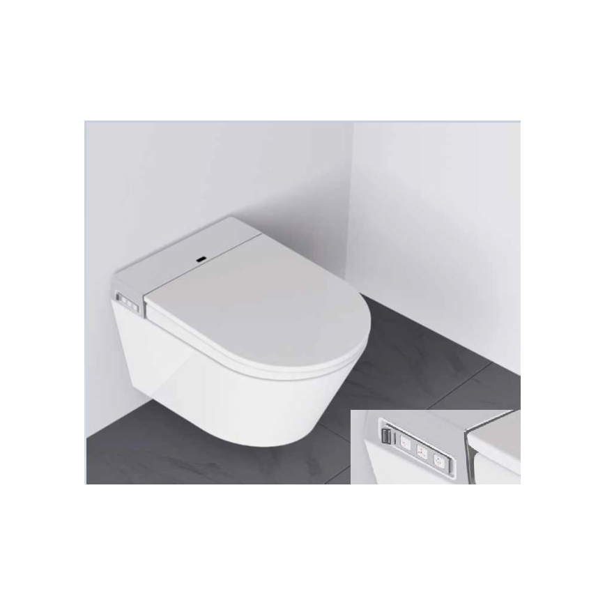 BATH DELUXE 21-040-02-11-00 - Стенна тоалетна с биде и тоалетна седалка SoftClose TISVILDELEJE 1600W/230V бял + дистанционно управление