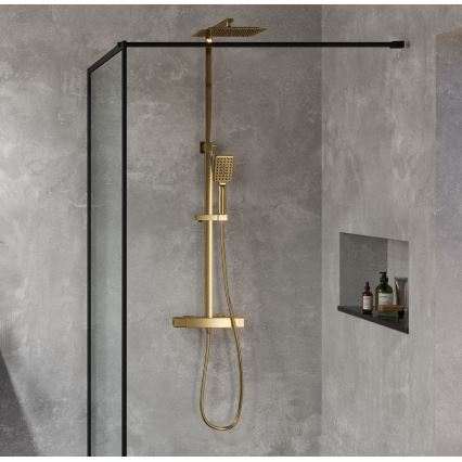 BATH DELUXE 31-120-06-70-00 - Душ комплект с термостатен смесител NAESBY от четкан месинг