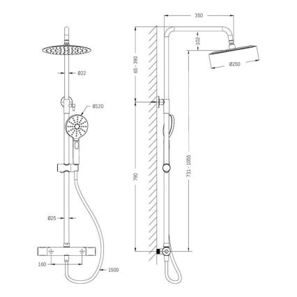 BATH DELUXE 31-120-07-02-00 - Душ комплект с термостатен смесител DRAGOR матово черен
