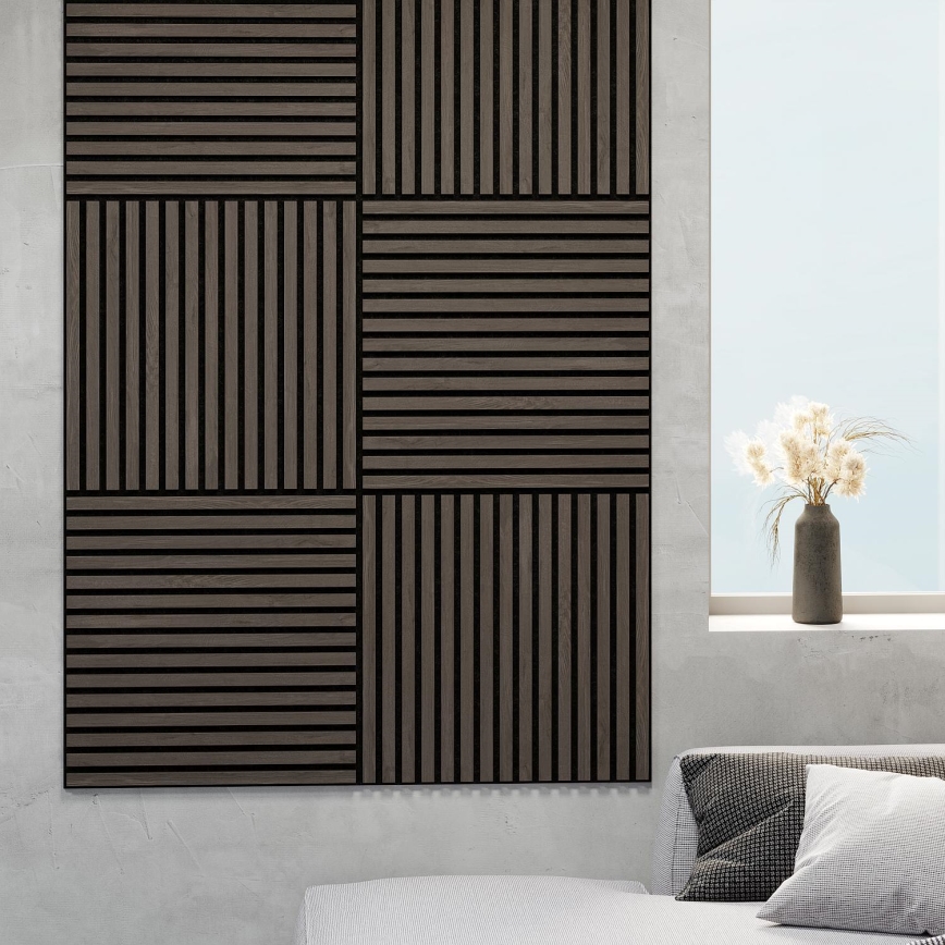 BATH DELUXE 54-060-08-84-12 - К-кт 4x Акустичен панел за стена DANVIKEN 60x60 см орех