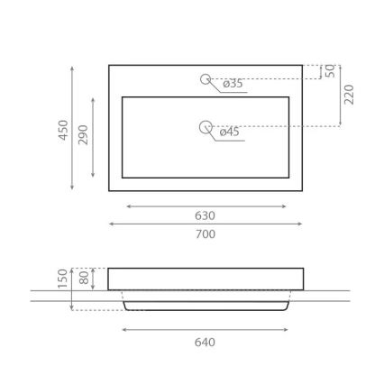 Bathco 0023 - Вграден умивалник MANCHESTER 70x45 см порцелан/бял
