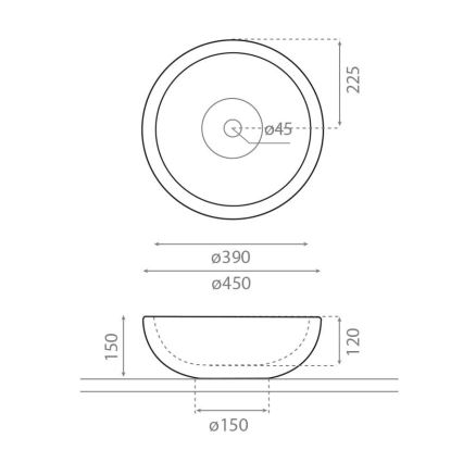 Bathco 00318 - Мивка за плот PUKET Ø 45 см камък/бежова