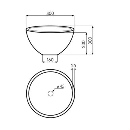 Bathco 00374 - Вградена мивка за плот MIRAGE Ø 40 см, цвят камък/сив