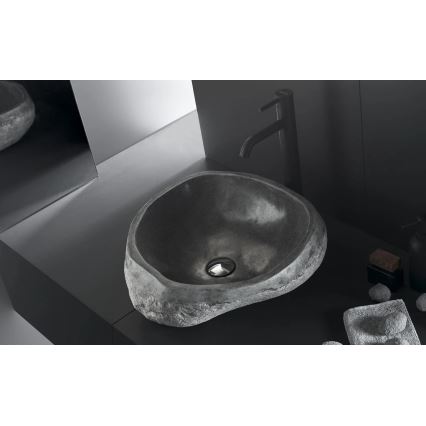 Bathco 00393 - Мивка за плот RIO 52x47 см камък/сива