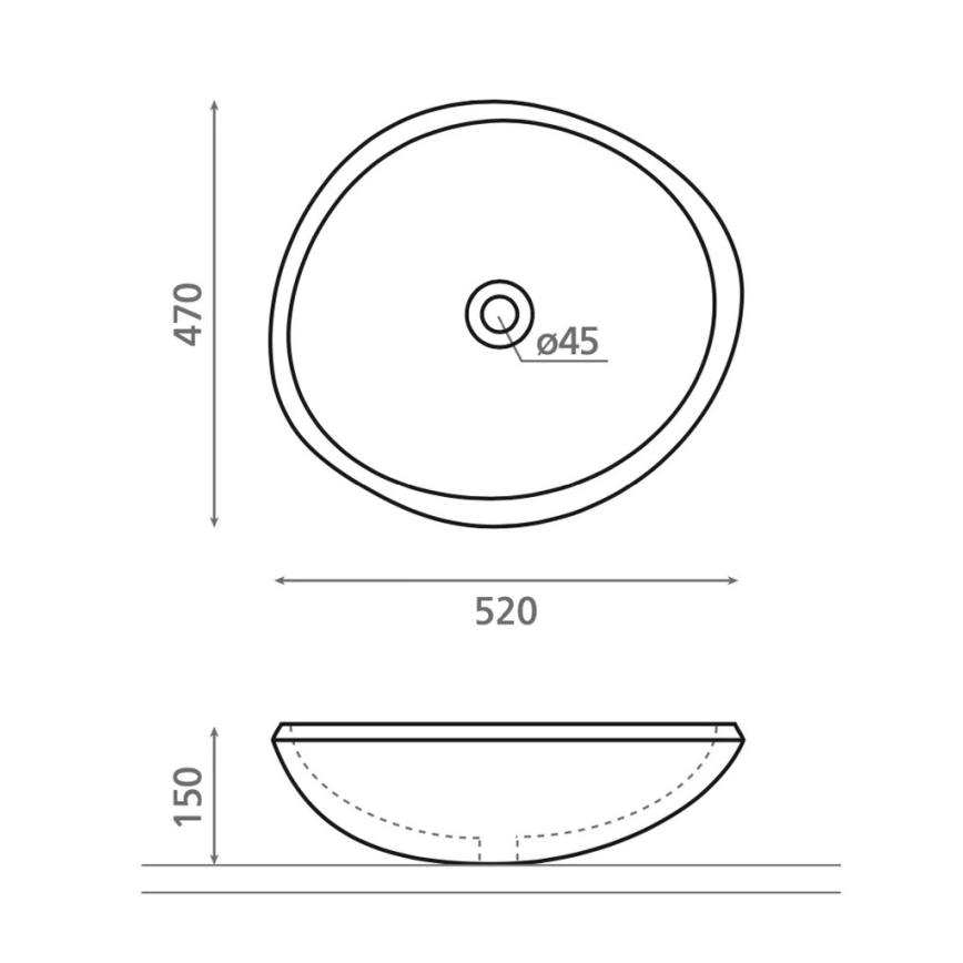 Bathco 00393 - Мивка за плот RIO 52x47 см камък/сива