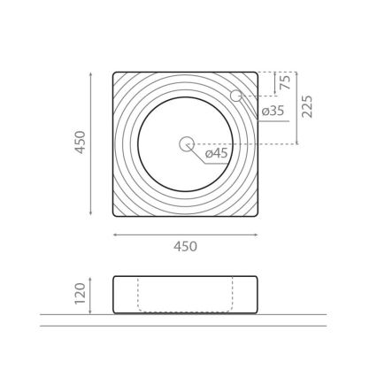 Bathco 0081 - Мивка за плот GOTA 45x45 см порцелан/бяла