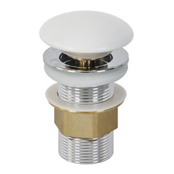 Bathco 0212MT- Изпускател за мивка без преливник CLICK-CLACK, диаметър 6 см, лъскав хром/матова бяла