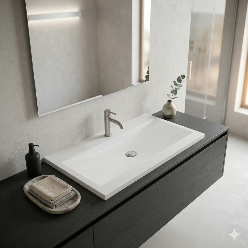 Bathco 0506 - Вградена мивка MANHATTAN 100x45 см смола/бяла