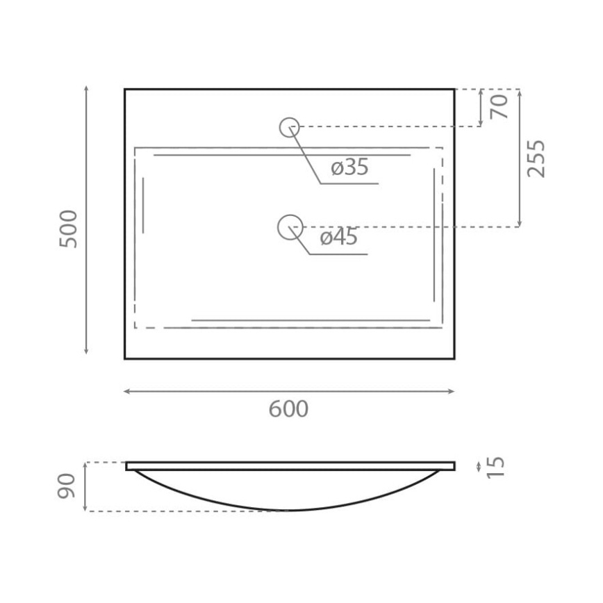 Bathco 0507 - Вграден умивалник MONACO 60x50 cm смола/бял