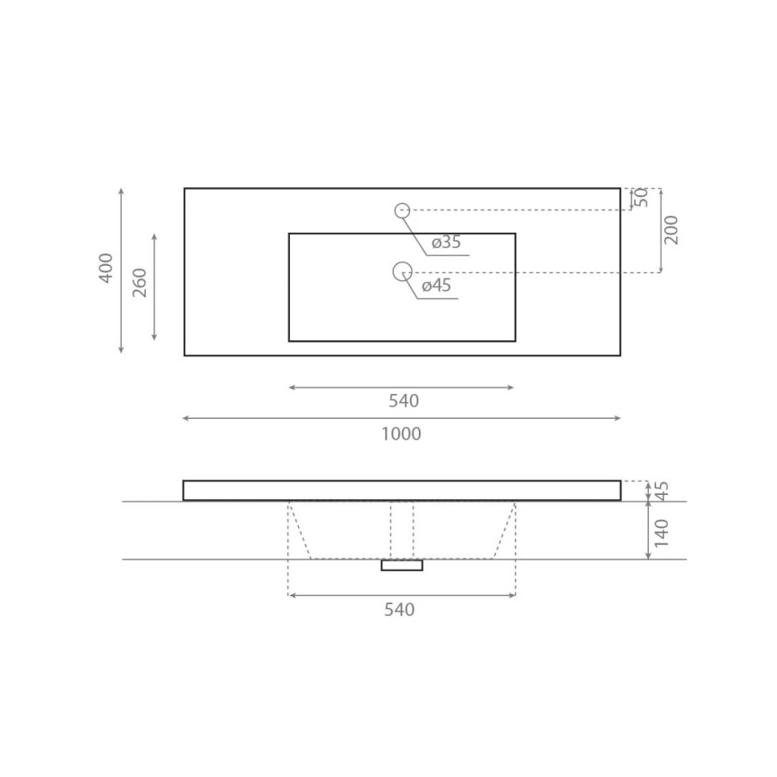 Bathco 0515 - Вграден умивалник COLLOTO 100x40 cm смола/бял