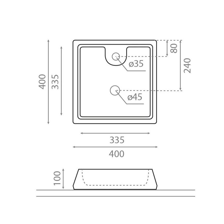 Bathco 4003 - Мивка за плот GALICIA 40x40 cm порцелан/бяла