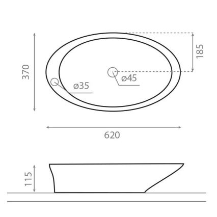 Bathco 4020 - Мивка за плот PURE 62x37 см порцелан/бяла