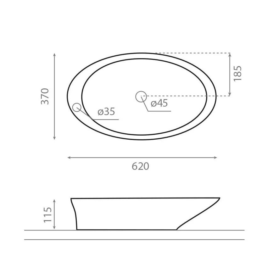 Bathco 4020 - Мивка за плот PURE 62x37 см порцелан/бяла