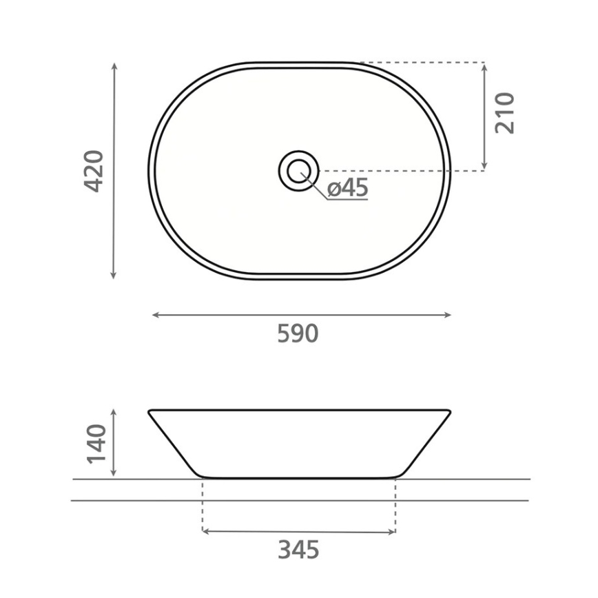 Bathco 4038 - Мивка за плот TOULOUSE 59 x 42 см, порцелан/бяла