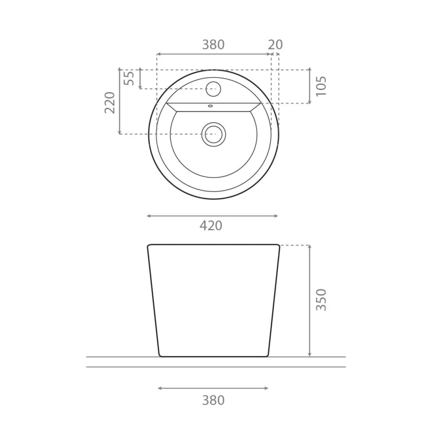 Bathco 4057 - Мивка за плот FLORENCIA Ø 42 см порцелан/бяла