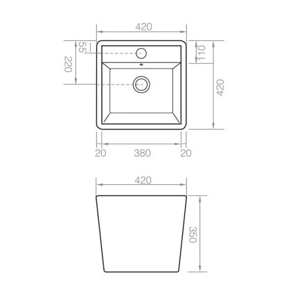 Bathco 4059 - Мивка за плот GENOVA 42x42 см порцелан/бял