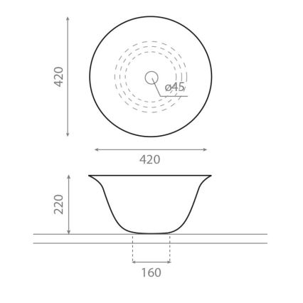 Bathco 4062 - Умивалник за монтаж върху плот NORDIC Ø 42 см, порцелан/бял