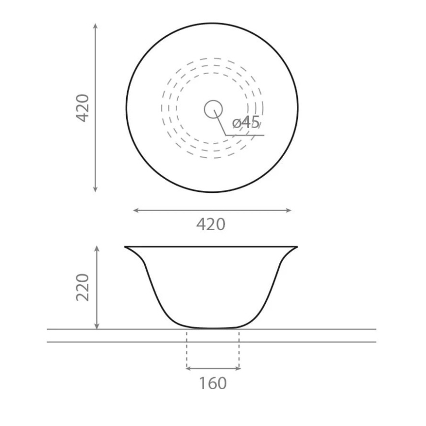 Bathco 4062 - Умивалник за монтаж върху плот NORDIC Ø 42 см, порцелан/бял