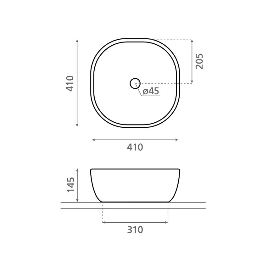 Bathco 4071 - Мивка за плот OLEA 41x41 см порцелан/бял