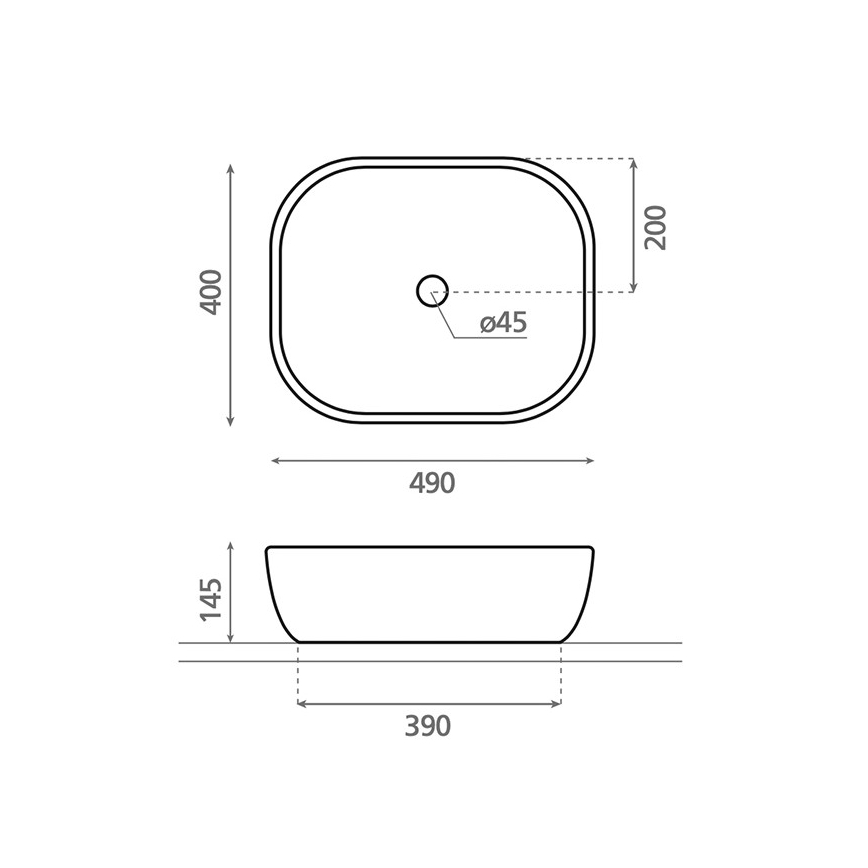 Bathco 4072 - Мивка за плот OLEA 49x40 cm порцелан/бяла