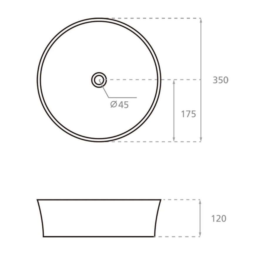 Bathco 4086 - Мивка за плот VOLTA Ø 35 см порцелан/бяла