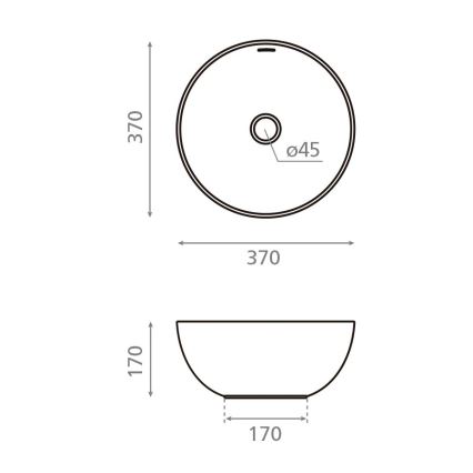 Bathco 4131 - Умивалник за плот BARI, Ø 37 см, порцелан/бял