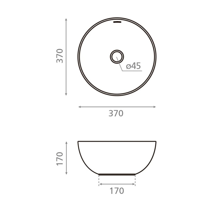 Bathco 4131 - Умивалник за плот BARI, Ø 37 см, порцелан/бял