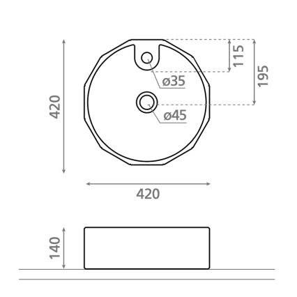 Bathco 4158 - Мивка за плот CIRCUS Ø 42 см порцелан/бяла