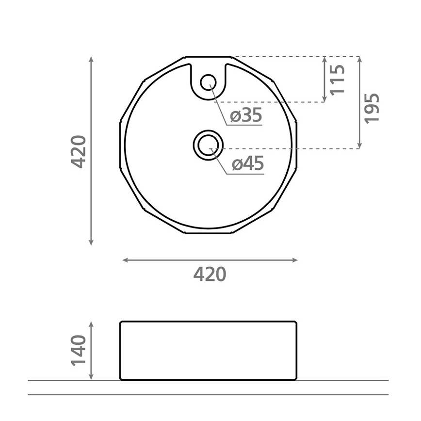 Bathco 4158 - Мивка за плот CIRCUS Ø 42 см порцелан/бяла