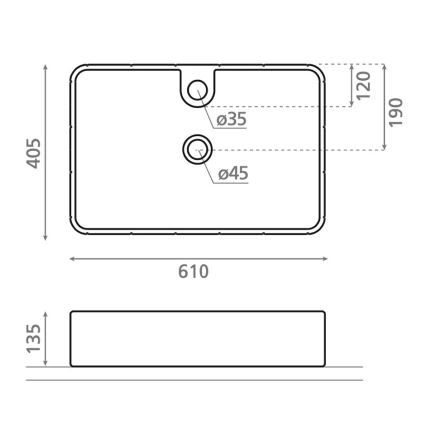 Bathco 4161 - Мивка за плот CIRCUS 61x40,5 cm порцелан/бежова