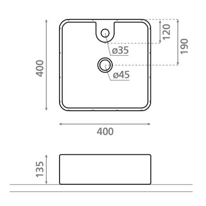 Bathco 4162 - Мивка за плот CIRCUS 40x40 см порцелан/бежова