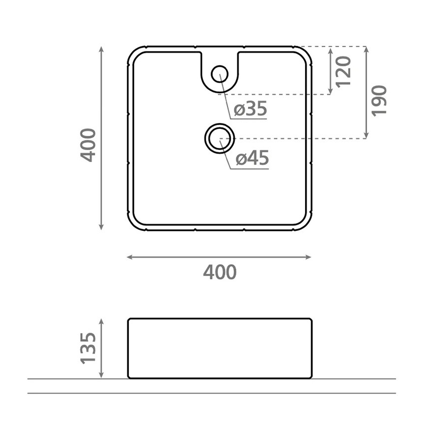 Bathco 4162 - Мивка за плот CIRCUS 40x40 см порцелан/бежова
