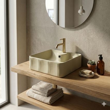 Bathco 4162 - Мивка за плот CIRCUS 40x40 см порцелан/бежова