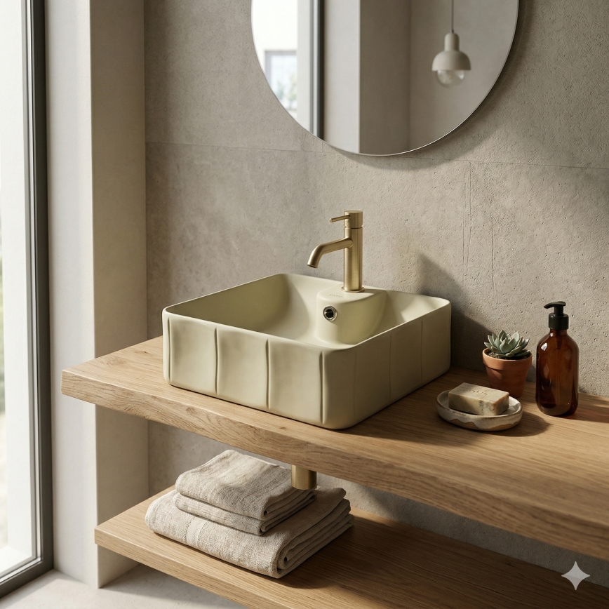 Bathco 4162 - Мивка за плот CIRCUS 40x40 см порцелан/бежова