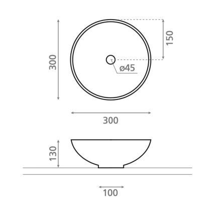 Bathco 4914 - Мивка за плот DAKAR Ø 30 см порцелан/бяла
