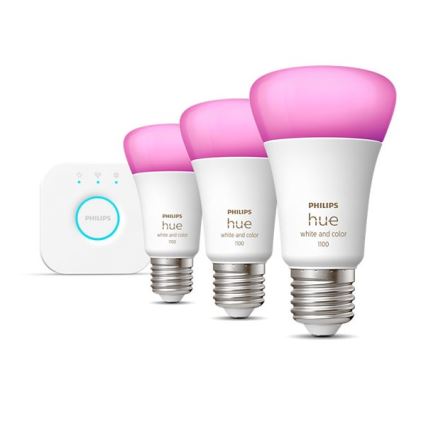 Базов к-кт Philips Hue WHITE AND COLOR AMBIANCE 3xE27/9W/230V 2000-6500K + взаимосвързващо у-во