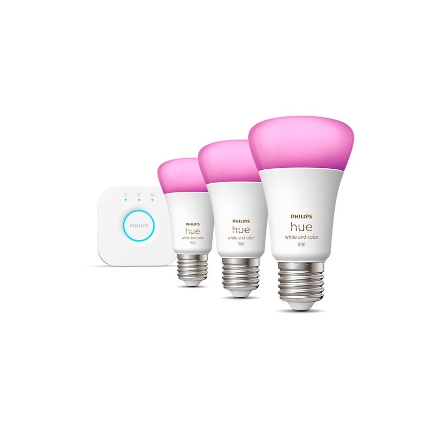 Базов к-кт Philips Hue WHITE AND COLOR AMBIANCE 3xE27/9W/230V 2000-6500K + взаимосвързващо у-во