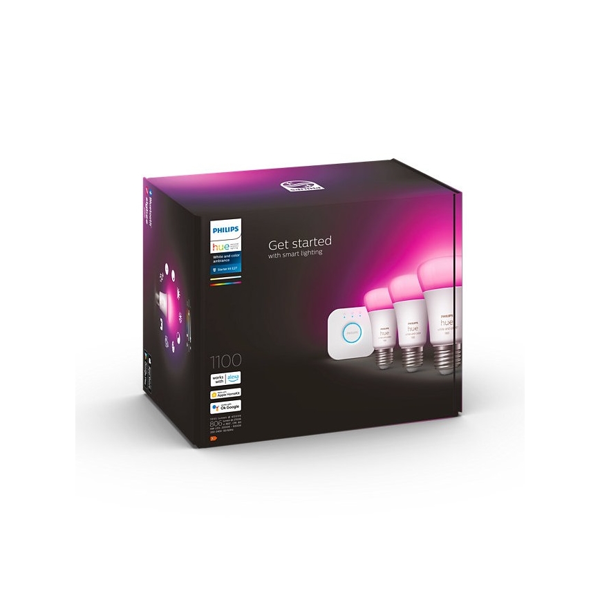 Базов к-кт Philips Hue WHITE AND COLOR AMBIANCE 3xE27/9W/230V 2000-6500K + взаимосвързващо у-во