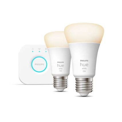 Базов комплект Philips Hue WHITE 2xE27/9,5W 2700K + Hue Bridge