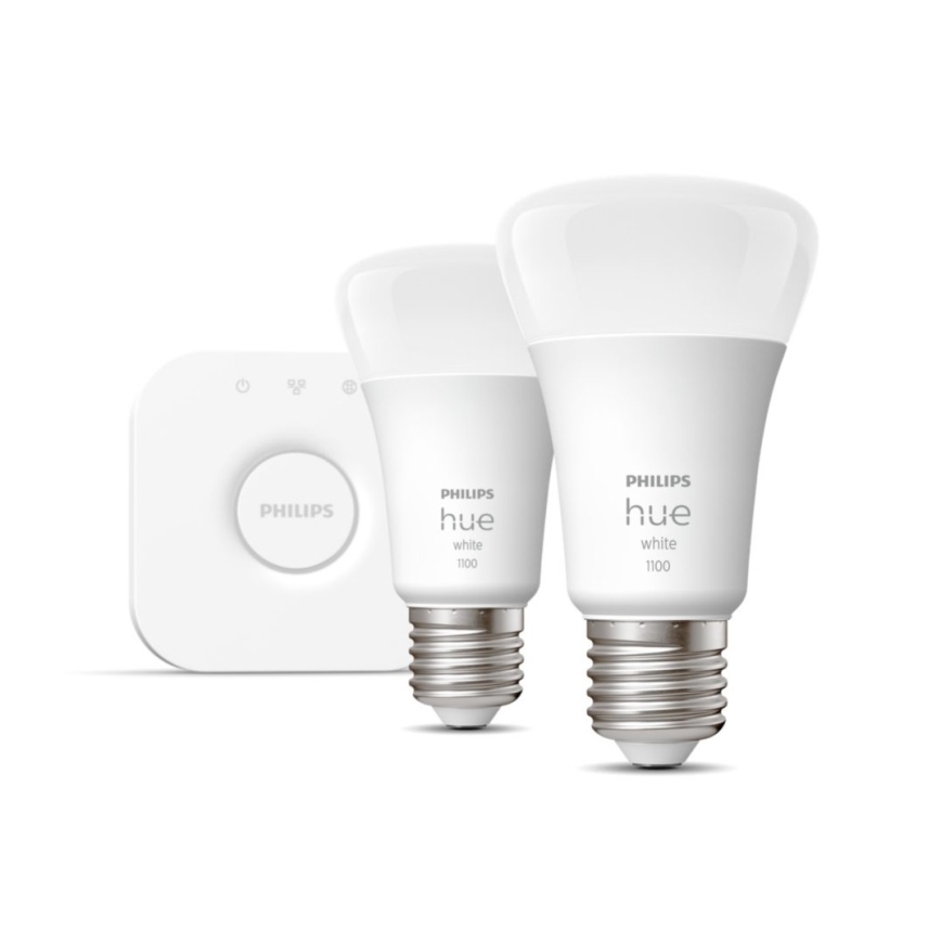 Базов комплект Philips Hue WHITE 2xE27/9,5W 2700K + Hue Bridge