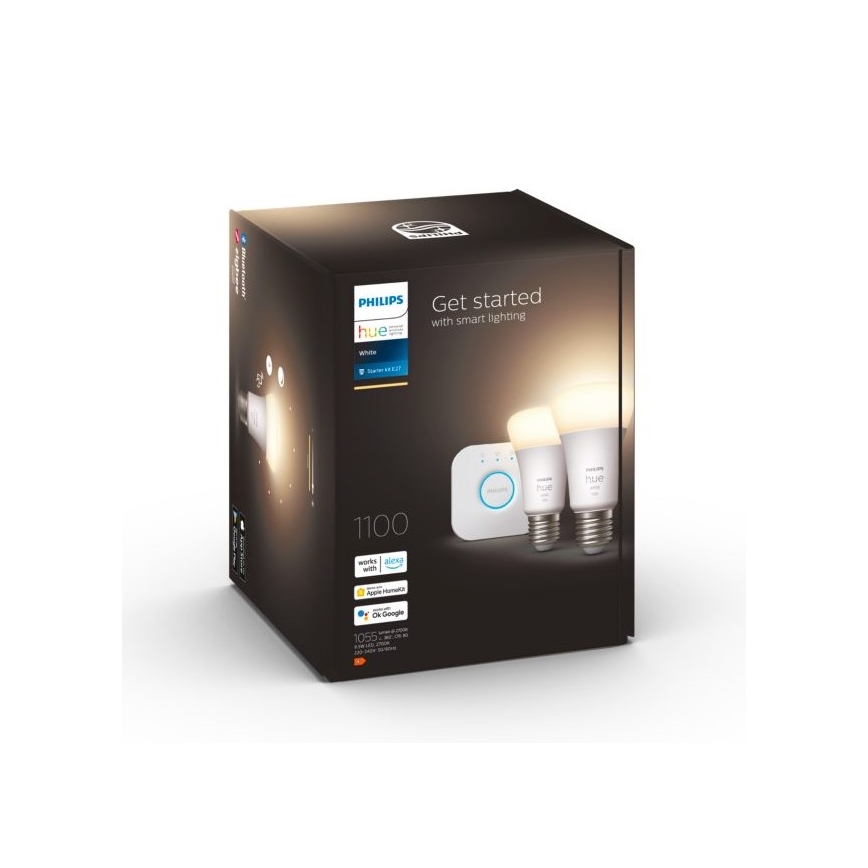 Базов комплект Philips Hue WHITE 2xE27/9,5W 2700K + Hue Bridge