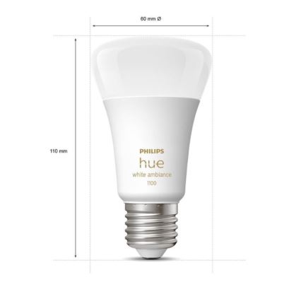 Начален комплект Philips Hue WHITE AMBIANCE 2xE27/8W/230V + Hue Bridge и димер превключвател