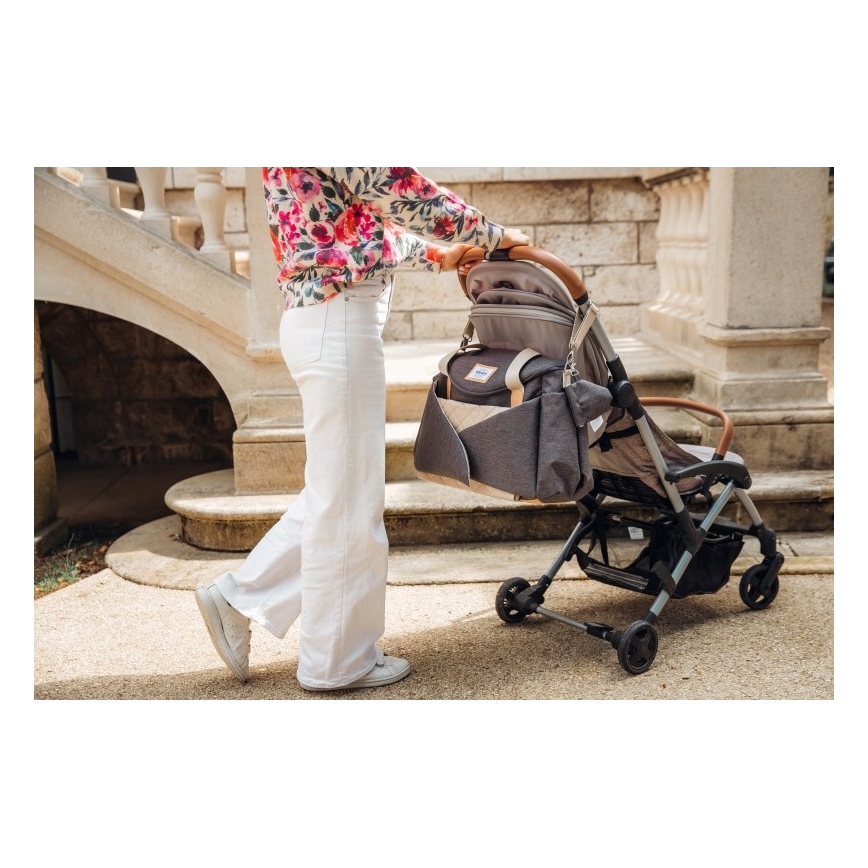 Beaba - Чанта за памперси за детска количка SYDNEY сив/бежов