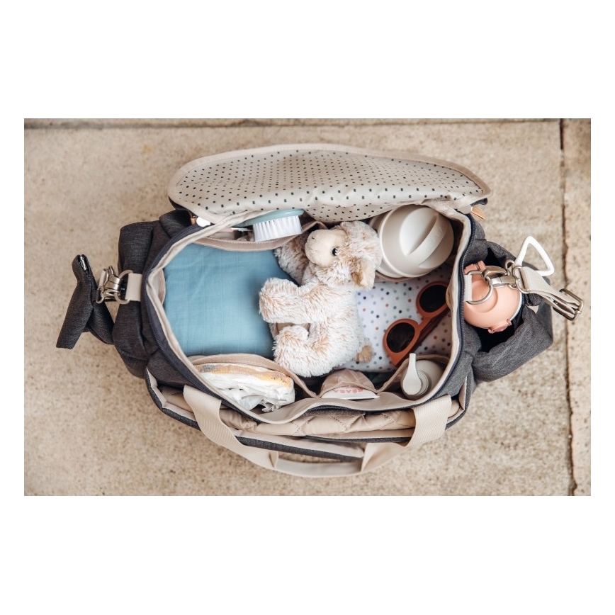 Beaba - Чанта за памперси за детска количка SYDNEY сив/бежов
