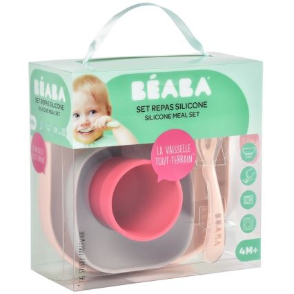 Beaba - Детски комплект за хранене Pink 4 бр.