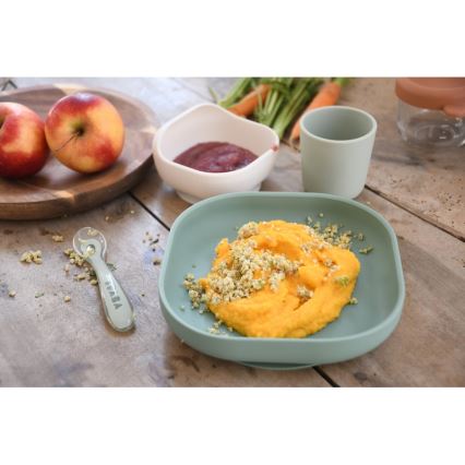 Beaba - Детски комплект за хранене Sage Green, 4 части
