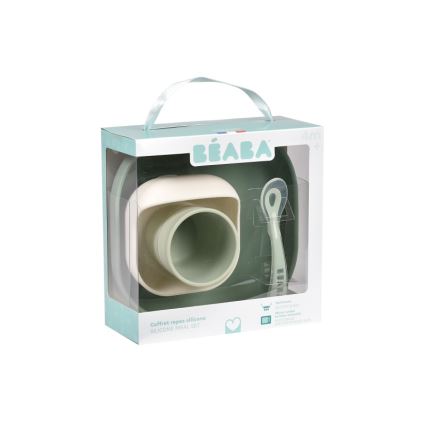 Beaba - Детски комплект за хранене Sage Green, 4 части